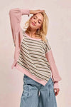 ✨ BiBi Stripe Mixed Top with Cut Edge and Reverse Outseam for Trendy Style ✨ thumbnail