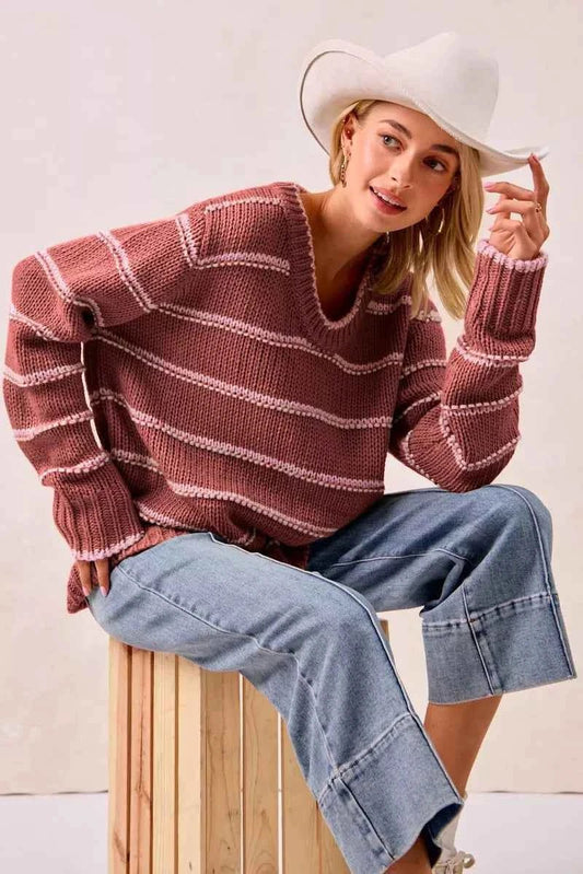 BiBi Striped Sweater for Stylish Comfort with Long Sleeves - MegaSuperStar