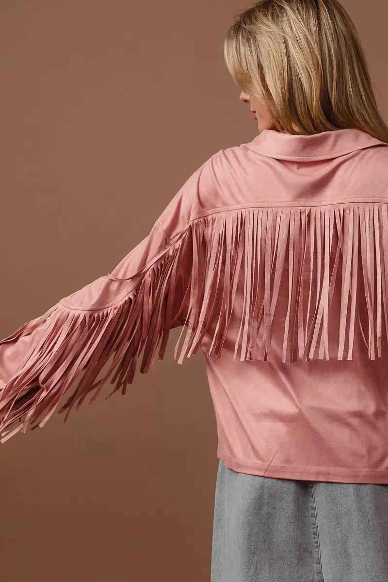 BiBi Suede Fringe Jacket for Effortless Style and Comfort - MegaSuperStar