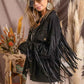 BiBi Suede Fringe Jacket with Long Sleeves - MegaSuperStar