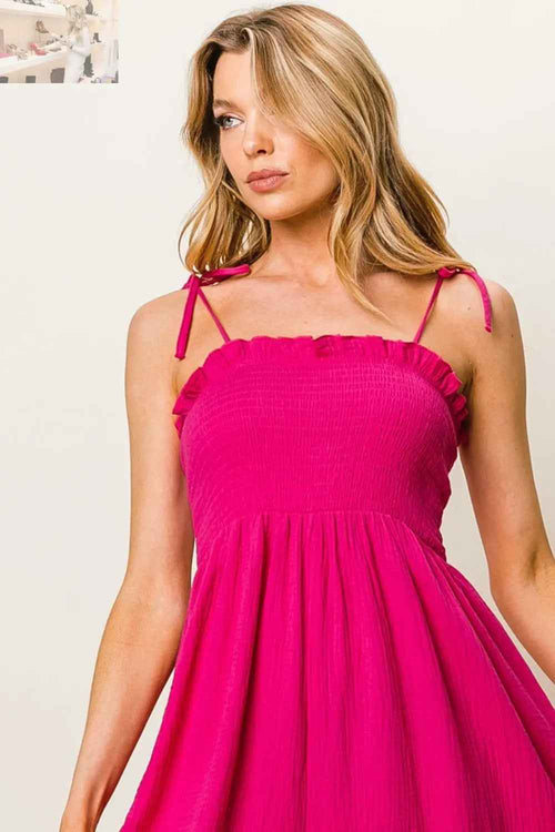 Customer styling 🌸 BiBi Texture Smocked Jumpsuit - Chic Sleeveless Style for Effortless Fashion 🌸