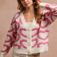 BiBi Textured Heart Cardigan with Buttoned V Neck - MegaSuperStar