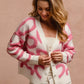 BiBi Textured Heart Cardigan with Buttoned V Neck - MegaSuperStar