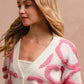 BiBi Textured Heart Cardigan with Buttoned V Neck - MegaSuperStar