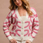 BiBi Textured Heart Cardigan with Buttoned V Neck - MegaSuperStar