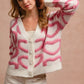 BiBi Textured Heart Cardigan with Buttoned V Neck - MegaSuperStar