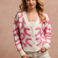 BiBi Textured Heart Cardigan with Buttoned V Neck - MegaSuperStar
