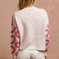 BiBi Textured Heart Cardigan with Buttoned V Neck - MegaSuperStar
