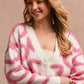 BiBi Textured Heart Cardigan with Buttoned V Neck - MegaSuperStar