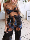 🦋 Boho Butterfly Print Outfit: Stylish Top and Pants Set 🦋 thumbnail