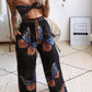 Boho Butterfly Print Top and Pants Set - MegaSuperStar