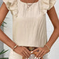 Bow Back Ruffled Blouse with Cap Sleeves - MegaSuperStar