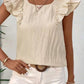Bow Back Ruffled Blouse with Cap Sleeves - MegaSuperStar
