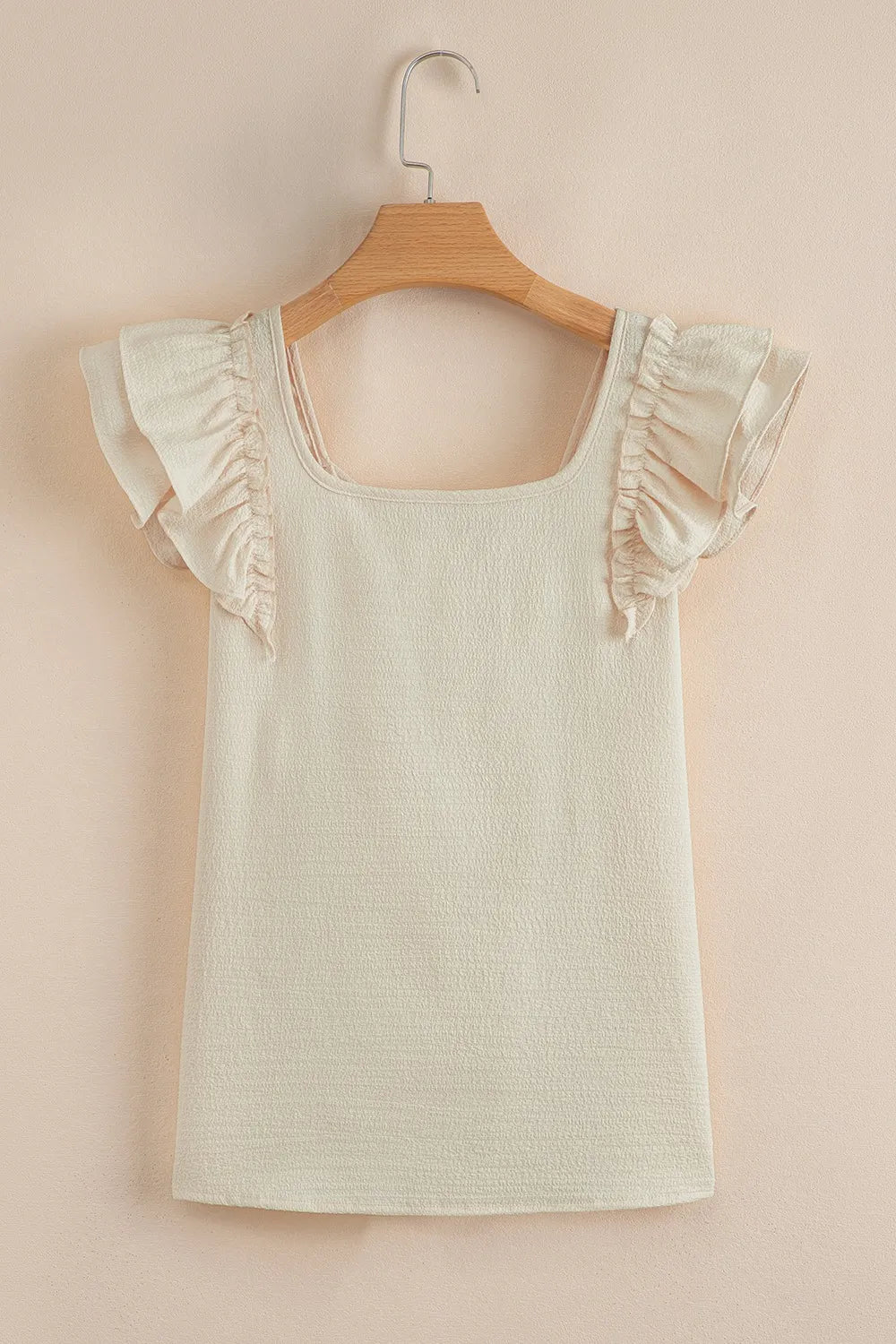 Bow Back Ruffled Blouse with Cap Sleeves - MegaSuperStar