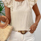 Bow Back Ruffled Blouse with Cap Sleeves - MegaSuperStar