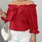 Bow Flounce Sleeve Blouse - MegaSuperStar