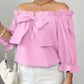 Bow Flounce Sleeve Blouse - MegaSuperStar