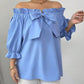Bow Flounce Sleeve Blouse - MegaSuperStar
