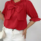 Bow Flounce Sleeve Blouse - MegaSuperStar