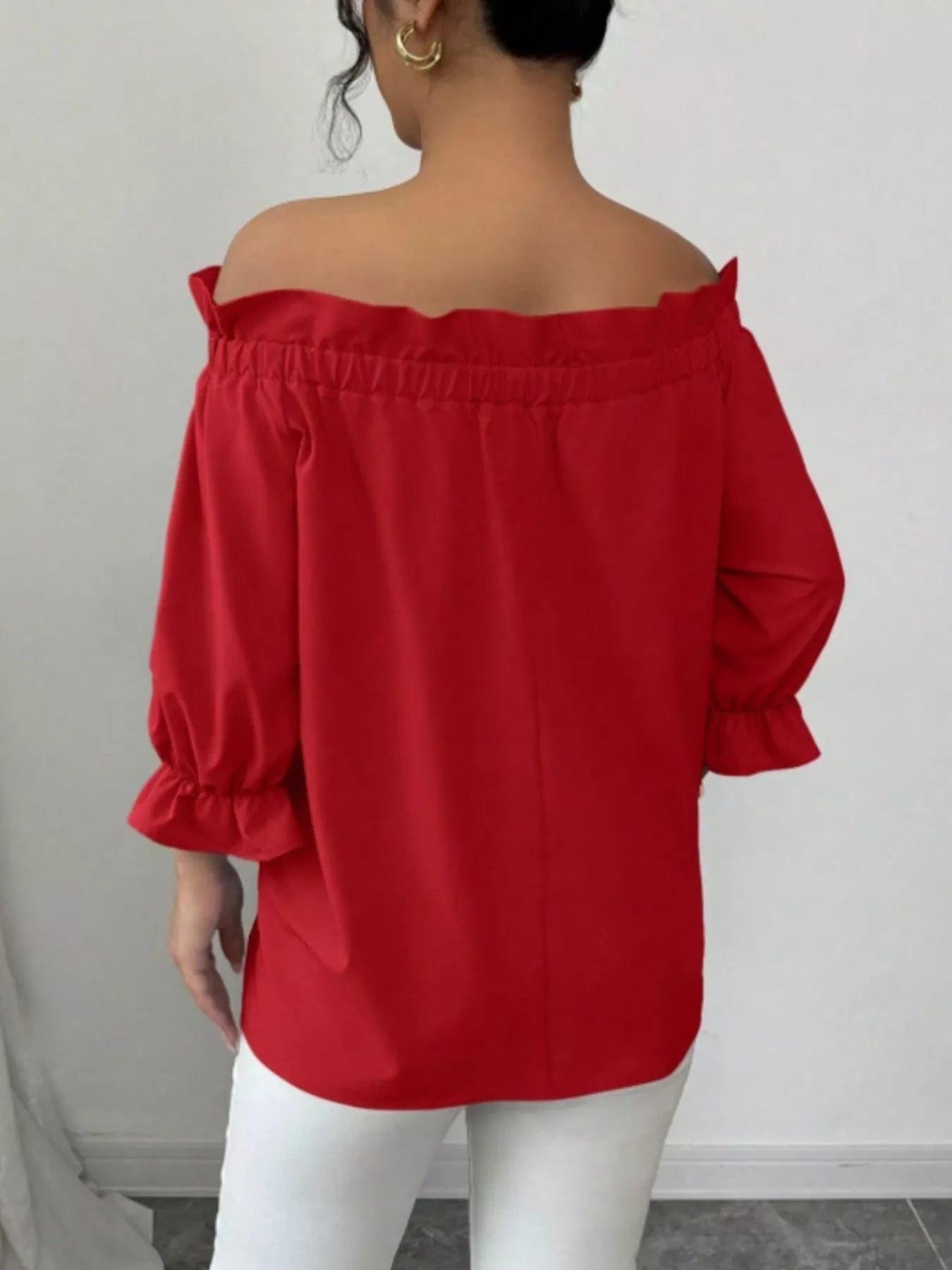 Bow Flounce Sleeve Blouse - MegaSuperStar