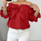 Bow Flounce Sleeve Blouse - MegaSuperStar