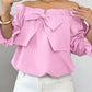 Bow Flounce Sleeve Blouse - MegaSuperStar