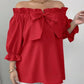 Bow Flounce Sleeve Blouse - MegaSuperStar