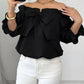 Bow Flounce Sleeve Blouse - MegaSuperStar