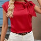 Bow Tie Cap Sleeve Blouse - MegaSuperStar