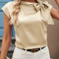 Bow Tie Cap Sleeve Blouse - MegaSuperStar