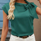 Bow Tie Cap Sleeve Blouse - MegaSuperStar