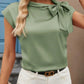 Bow Tie Cap Sleeve Blouse - MegaSuperStar