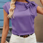 Bow Tie Cap Sleeve Blouse - MegaSuperStar