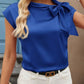 Bow Tie Cap Sleeve Blouse - MegaSuperStar