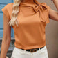 Bow Tie Cap Sleeve Blouse - MegaSuperStar
