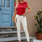 Bow Tie Cap Sleeve Blouse - MegaSuperStar