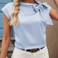 Bow Tie Cap Sleeve Blouse - MegaSuperStar