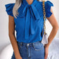 Bow Tie Ruffle Sleeve Blouse - MegaSuperStar