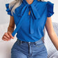 Bow Tie Ruffle Sleeve Blouse - MegaSuperStar