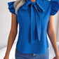 Bow Tie Ruffle Sleeve Blouse - MegaSuperStar