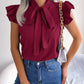 Bow Tie Ruffle Sleeve Blouse - MegaSuperStar