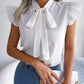 Bow Tie Ruffle Sleeve Blouse - MegaSuperStar