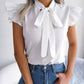 Bow Tie Ruffle Sleeve Blouse - MegaSuperStar