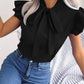 Bow Tie Ruffle Sleeve Blouse - MegaSuperStar