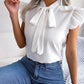 Bow Tie Ruffle Sleeve Blouse - MegaSuperStar