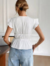 Bow V-Neck Blouse with Cap Sleeves for Effortless Style thumbnail