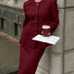 Button Up Peplum Blazer & Skirt Set - MegaSuperStar