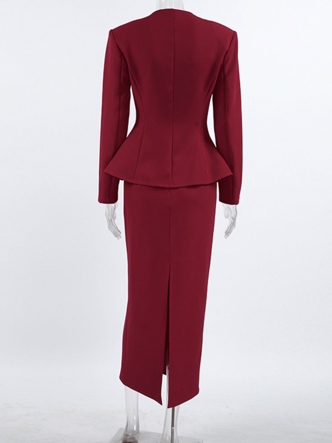 Button Up Peplum Blazer & Skirt Set - MegaSuperStar