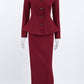 Button Up Peplum Blazer & Skirt Set - MegaSuperStar