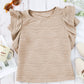 Casual Wavy Textured Ruffle Sleeve Top - MegaSuperStar